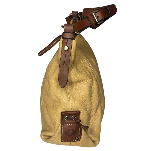 Dooney Bourke 1975 East West Hobo Handbag Purse Bag Beige Tan Nubuck Leather - Picture 4 of 9